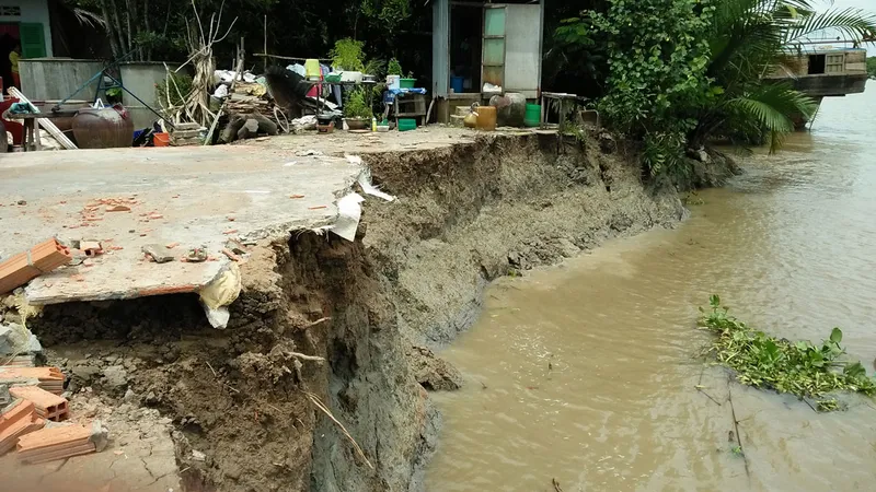 Long An công bố tình trạng khẩn cấp khu vực sạt lở bờ sông Cần Giuộc
