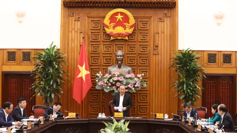  Phó Thủ tướng Thường trực Trương Hòa Bình phát biểu tại buổi làm việc. Ảnh: VGP