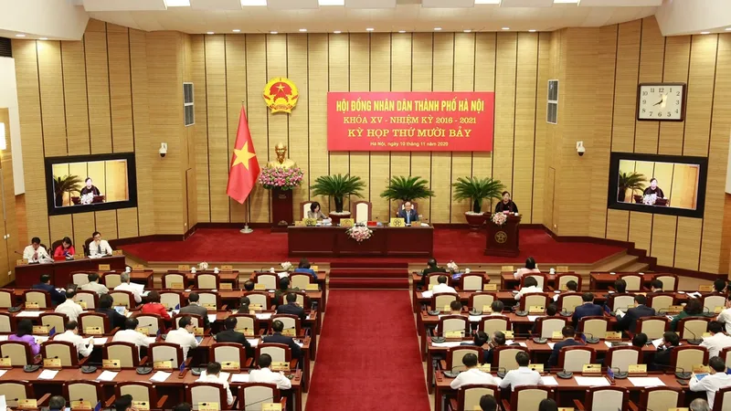 Quang cảnh Kỳ họp thứ 17 HĐND TP Hà Nội. Ảnh: LAODONGTHUDO.VN 