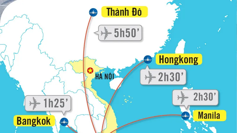 Dự kiến các đường bay quốc tế kết nối sân bay Long Thành