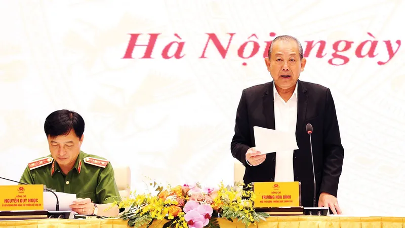 Phó Thủ tướng Thường trực Trương Hòa Bình phát biểu tại hội nghị. Ảnh: TTXVN