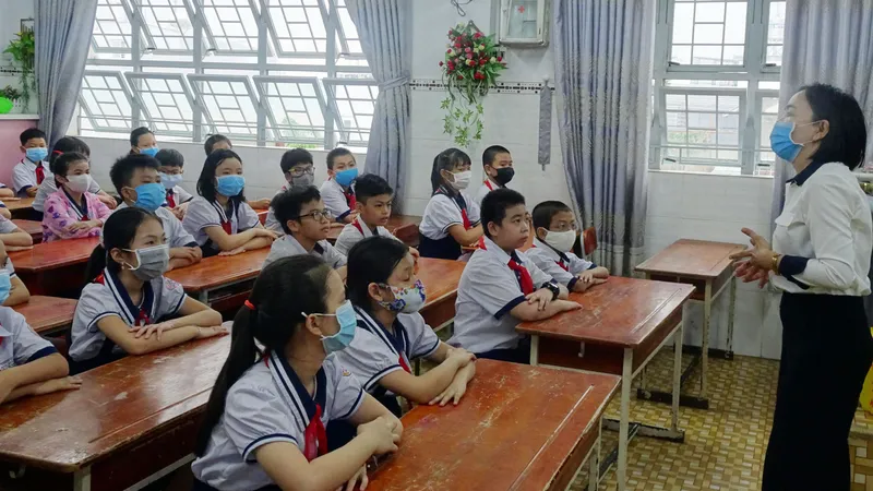 Học sinh Trường Tiểu học An Hội (quận Gò Vấp) trong giờ học năm học 2020-2021 
