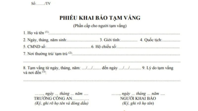 Khi nào cần khai báo tạm vắng?