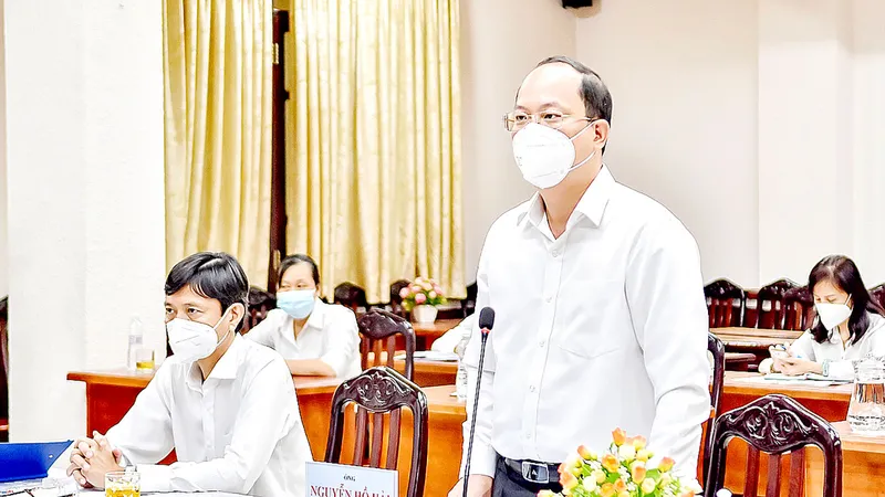Phó Bí thư Thành ủy TPHCM Nguyễn Hồ Hải phát biểu tại buổi sơ kết. Ảnh: THÁI PHƯƠNG