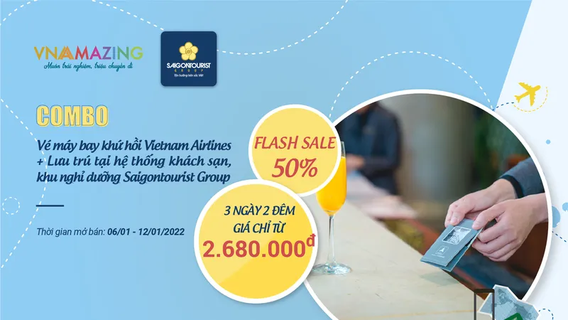 Siêu khuyến mãi dành nhiều ưu đãi đặc biệt cho khách hàng được Saigontourist Group và Vietnam Airlines tung ra đầu năm 2022