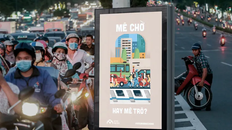 Phối cảnh một poster trong “Mê Trô Mê Phố”