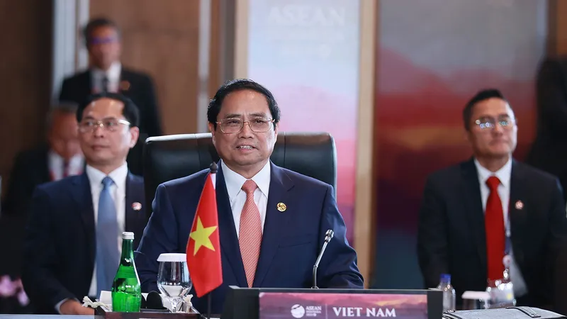 Thủ tướng Phạm Minh Chính tham dự Phiên Đối thoại giữa các lãnh đạo ASEAN và ABAC. Ảnh: TTXVN