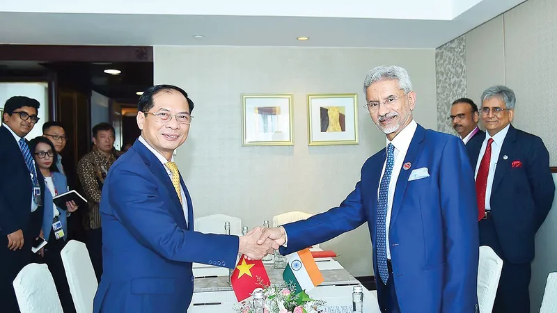 Bộ trưởng Bộ Ngoại giao Bùi Thanh Sơn và Ngoại trưởng Ấn Độ Subrahmanyam Jaishankar