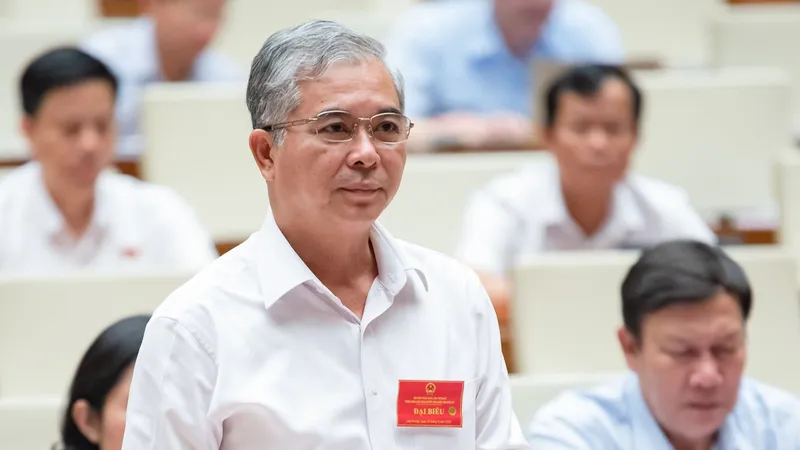 Phó Chủ tịch UBND TPHCM Ngô Minh Châu tham luận tại hội nghị. Ảnh: QUANG PHÚC 