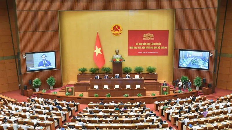 Các đại biểu tham dự Hội nghị toàn quốc lần thứ nhất triển khai luật, nghị quyết của Quốc hội. Ảnh: VGP
