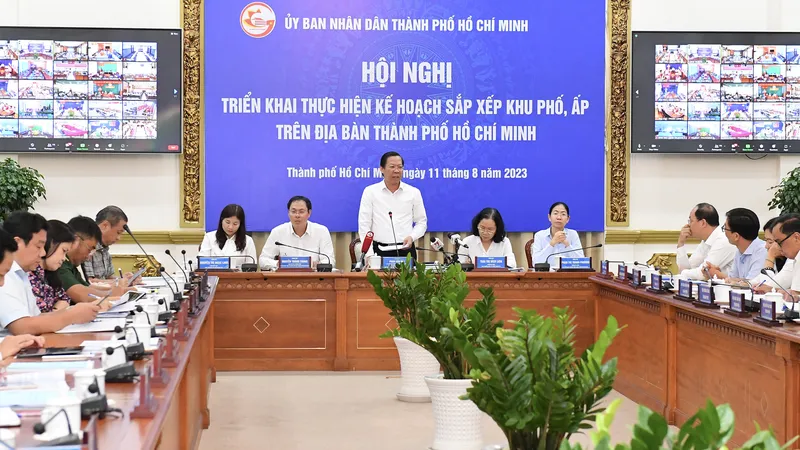 UBND TPHCM tổ chức hội nghị triển khai thực hiện kế hoạch sắp xếp khu phố, ấp. Ảnh: VIỆT DŨNG