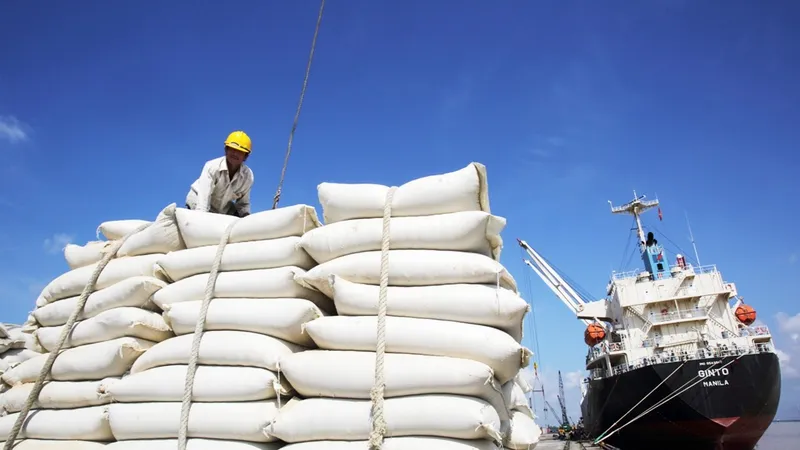 Giá gạo xuất khẩu của Việt Nam vẫn đang ở mức cao so với trước khi có cơn sốt gạo của thế giới. Ảnh: VGP
