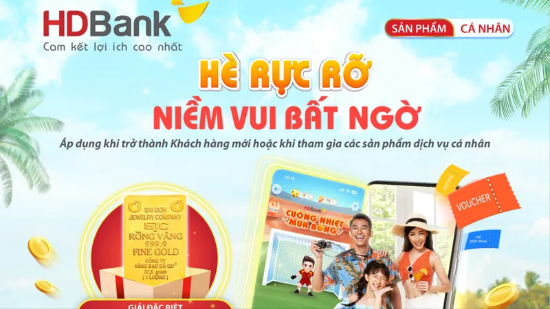 HDBank tặng một lượng vàng SJC cho khách hàng mỗi tháng 