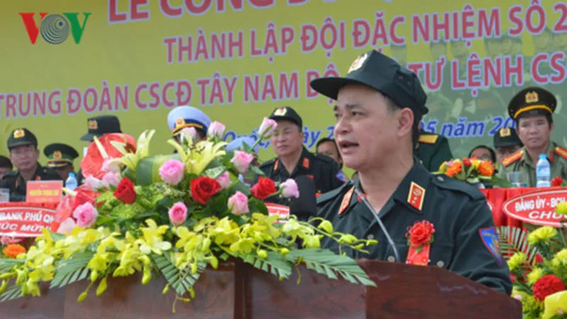 Lễ công bố quyết định thành lập đội đặc nhiệm cảnh sát cơ động số 2. Ảnh: VOV