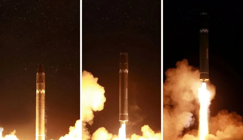 Triều Tiên công bố hình ảnh phóng thành công tên lửa Hwasong-15 