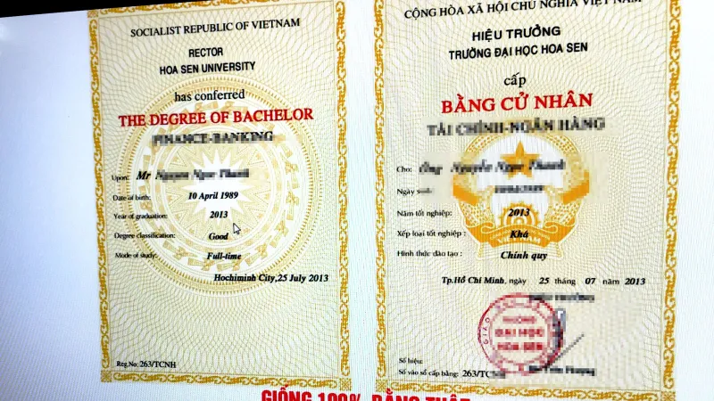 Dịch vụ làm bằng giả công khai hoạt động