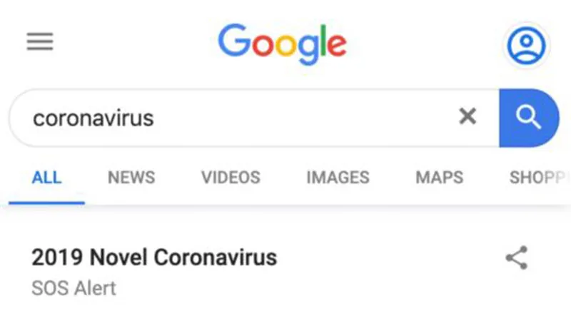 Dịch viêm phổi do virus corona: Google và WHO ra mắt “Cảnh báo SOS“