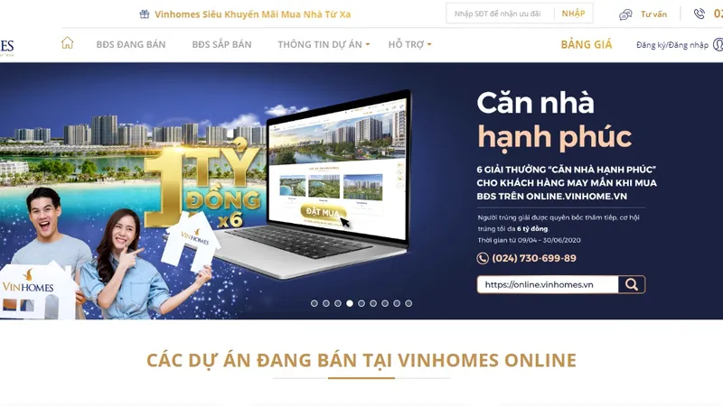 Vinhomes ra mắt sàn giao dịch bất động sản trực tuyến