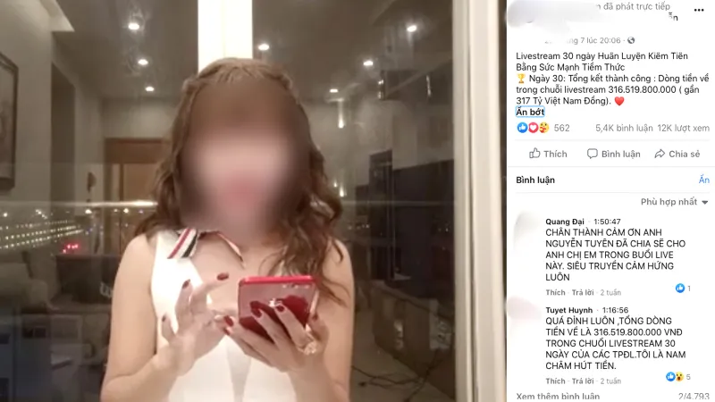 Một “triệu phú đô la” livestream giới thiệu: trong 30 ngày dùng “sức mạnh tiềm thức”, dòng tiền về gần 317 tỷ đồng