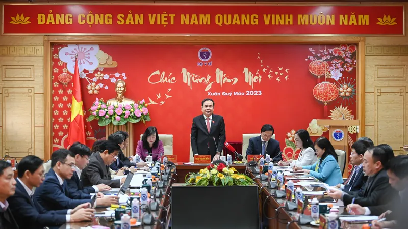 Phó Chủ tịch Thường trực Quốc hội Trần Thanh Mẫn thăm và làm việc với Bộ Y tế. Ảnh: Quochoi