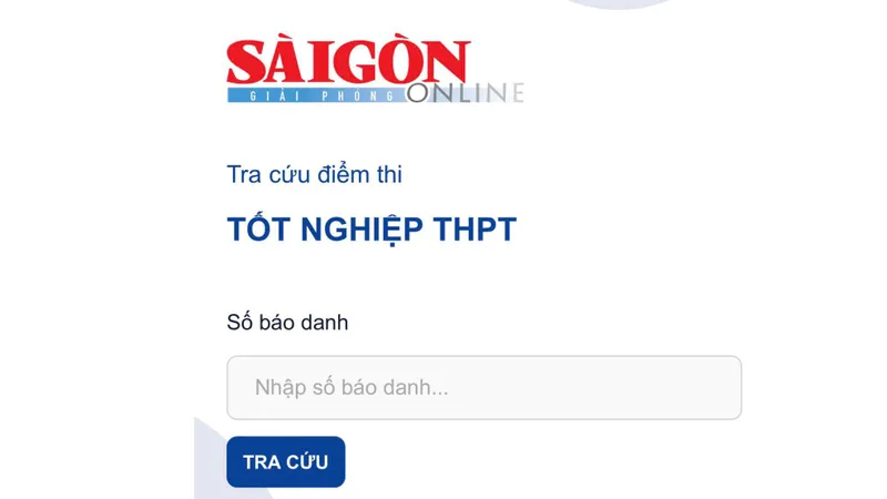 8 giờ sáng 18-7, tra cứu điểm thi tốt nghiệp THPT trên Báo Sài Gòn Giải Phóng
