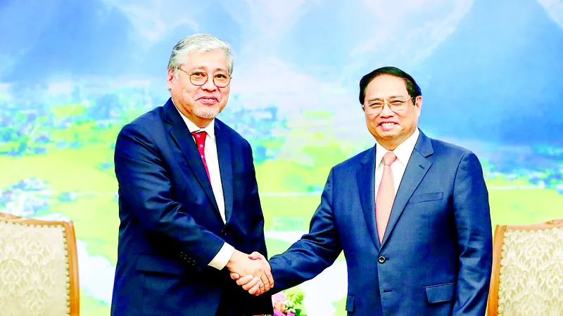 Thủ tướng Phạm Minh Chính tiếp Bộ trưởng Bộ Ngoại giao Philippines Enrique A. Manalo, chiều 2-8. Ảnh: QUANG PHÚC