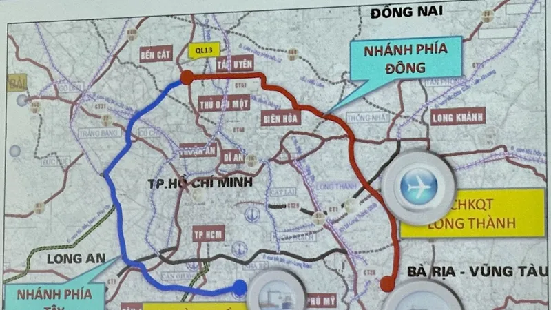 Sơ đồ hướng tuyến Vành đai 4 TPHCM