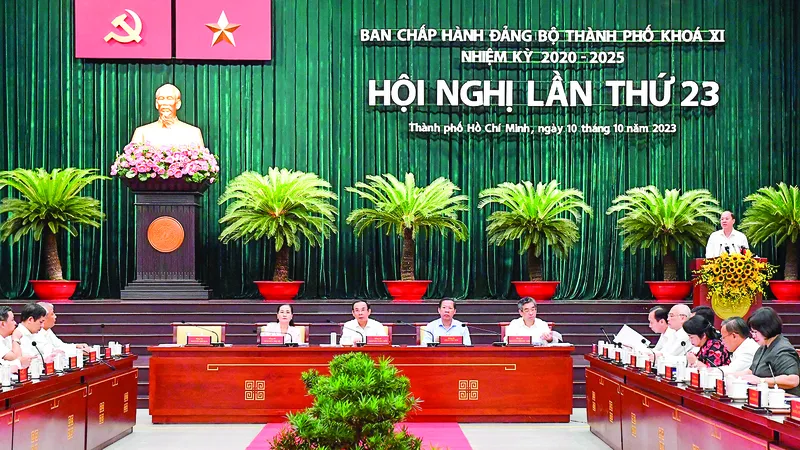Quang cảnh Hội nghị Ban Chấp hành Đảng bộ TPHCM lần thứ 23. Ảnh: VIỆT DŨNG
