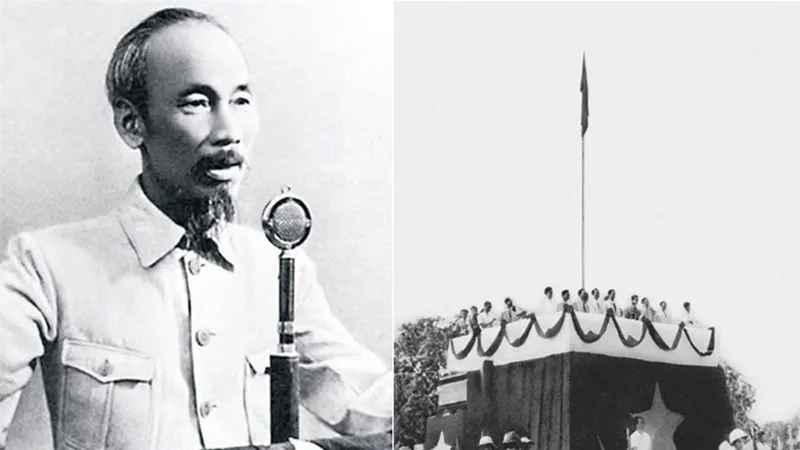 Ngày 2-9-1945, tại Quảng trường Ba Đình, Hà Nội, Chủ tịch Hồ Chí Minh đọc Tuyên ngôn Độc lập, khai sinh ra nước Việt Nam Dân chủ Cộng hòa, mở ra kỷ nguyên mới cho lịch sử dân tộc. Ảnh: tư liệu