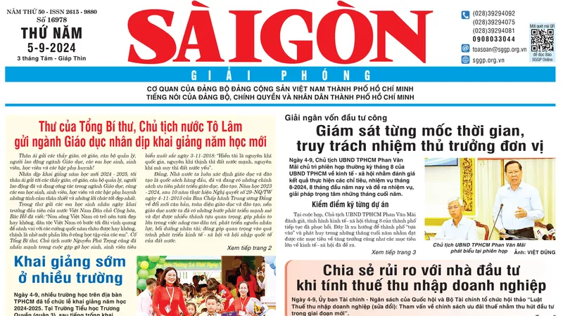 Sài Gòn Giải Phóng ngày 5/9/2024