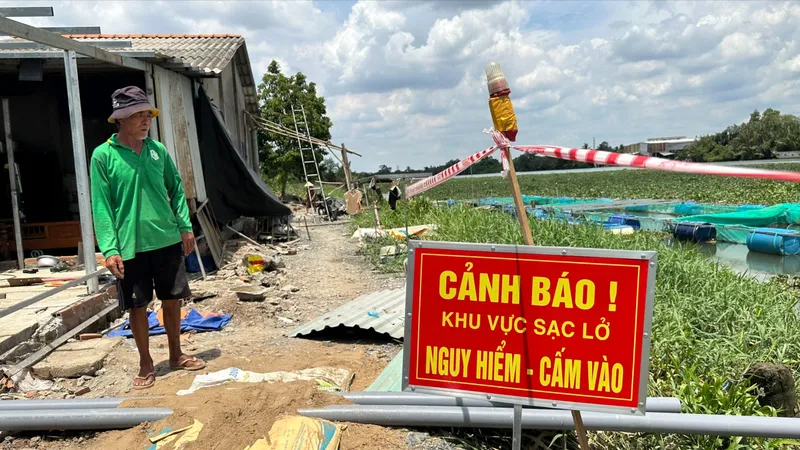 Sẽ dừng thi công kè chống sạt lở ở Long An nếu không bàn giao mặt bằng