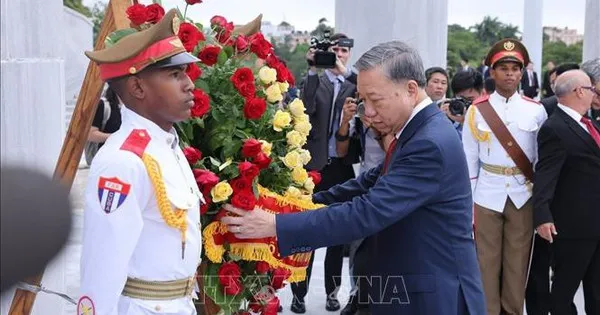 Tổng Bí thư, Chủ tịch nước Tô Lâm đặt vòng hoa tại Đài tưởng niệm Anh hùng dân tộc Cuba Jose Marti