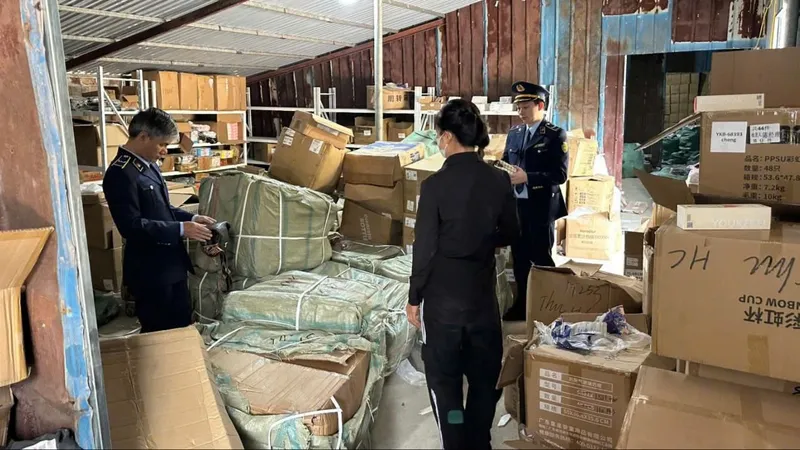 Cơ quan chức năng kiểm đếm kho hàng táo đỏ tại TP Móng Cái