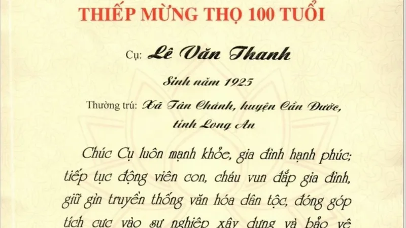 Cụ ông ở Long An được Chủ tịch nước chúc thọ 100 tuổi
