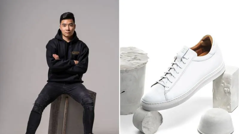 Viet Do Pham với sản phẩm giày tăng chiều cao Dopham's. Ảnh: NVCC