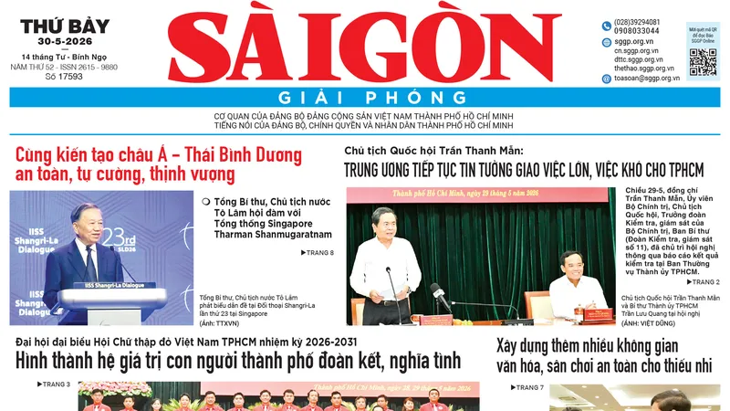 Báo Sài Gòn Giải Phóng ngày 30/5/2026