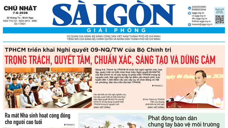 Báo Sài Gòn Giải Phóng ngày 7/6/2026