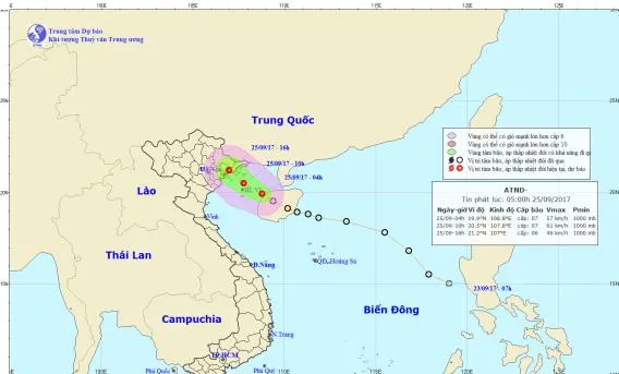 Áp thấp nhiệt đới hướng vào miền Bắc