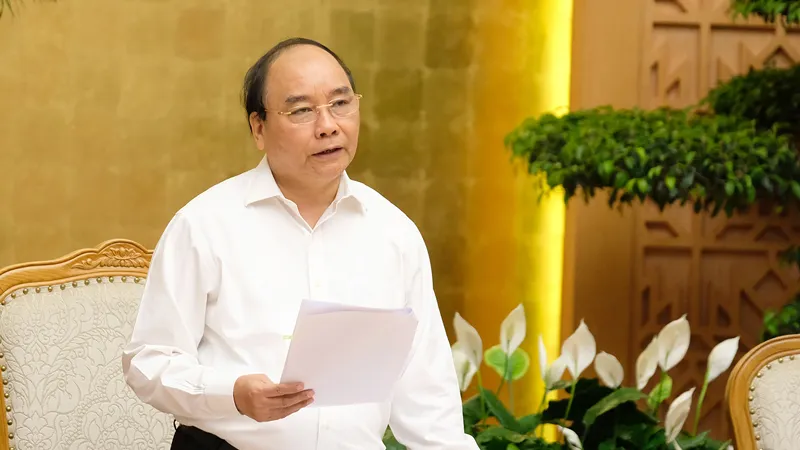 Thủ tướng Nguyễn Xuân Phúc phát biểu tại phiên họp. Ảnh: VGP