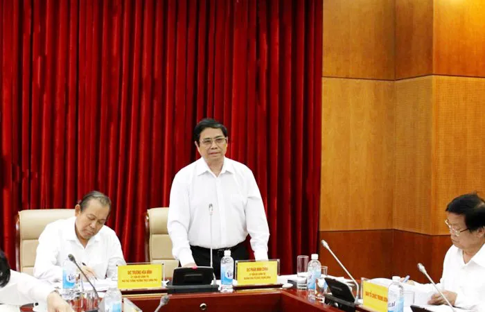 Trưởng Ban Tổ chức Trung ương Phạm Minh Chính phát biểu tại Hội nghị