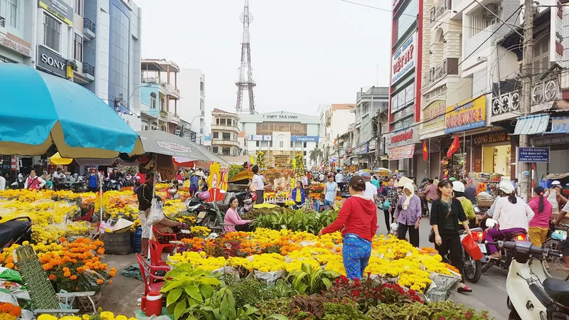 Thị trường hoa tết Trà Vinh sội đông phiên 30 tết