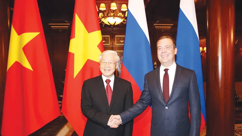 Tổng Bí thư Nguyễn Phú Trọng hội kiến với Thủ tướng Liên bang Nga Dmitry Medvedev