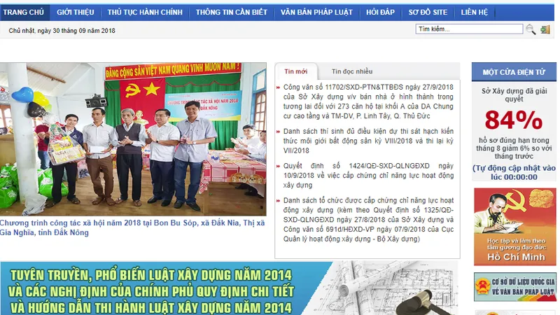 Trang web Sở Xây dựng TPHCM