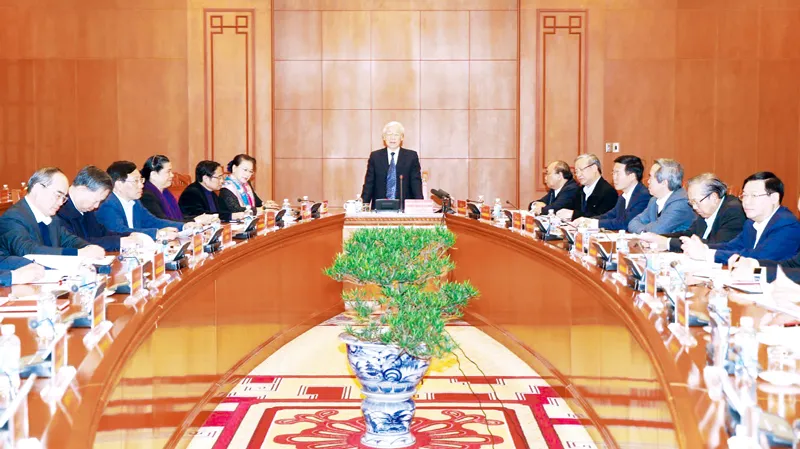 Tổng Bí thư, Chủ tịch nước Nguyễn Phú Trọng phát biểu chỉ đạo phiên họp. Ảnh: TTXVN