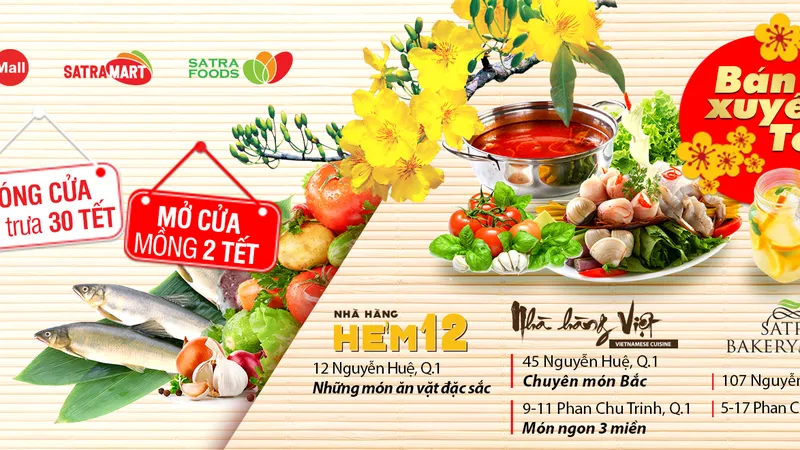 Lịch đóng mở cửa dịp Tết của hệ thống bán lẻ SATRA