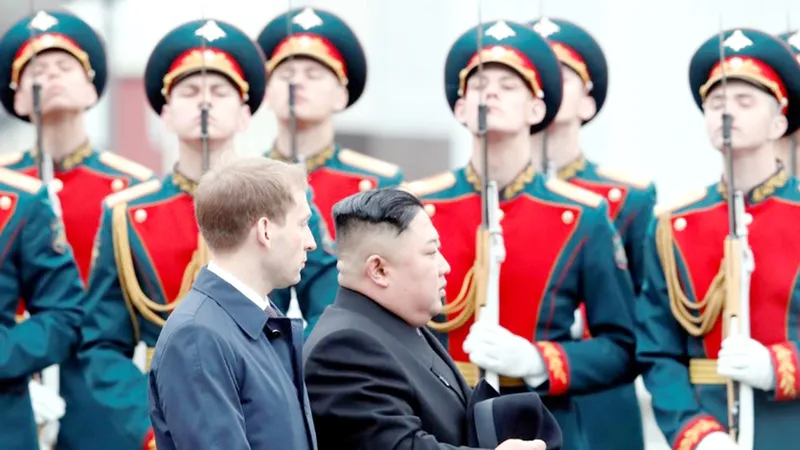 Lễ đón nhà lãnh đạo Triều Tiên Kim Jong-un tại Vladivostok. Ảnh: Reuters