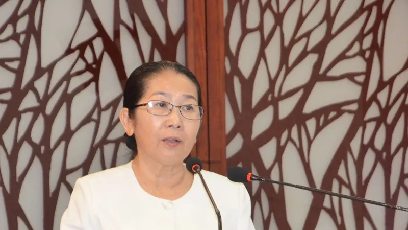 Đồng chí Võ Thị Dung, Phó Bí thư Thành ủy TPHCM phát biểu tại hội nghị. Ảnh: hcmcpv