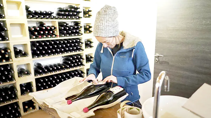 Một nhân viên quản lý hầm rượu vang Beaujolais