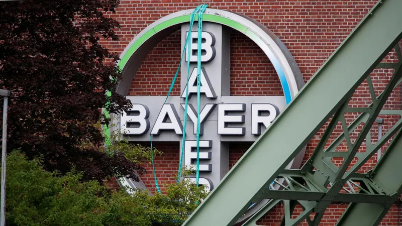 Logo của Bayer AG bên ngoài một nhà máy của nhà sản xuất dược phẩm và hóa chất Đức, ngày 9 tháng 8 năm 2019. Ảnh: REUTERS 
