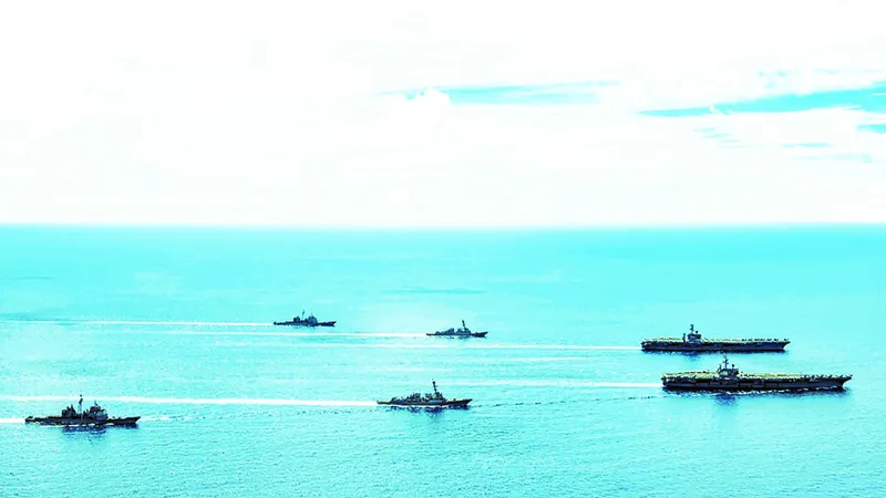 Nhóm tàu sân bay Mỹ tập trận ở Biển Đông ngày 17-7. Ảnh: Twitter của Hạm đội Thái Bình Dương, Mỹ